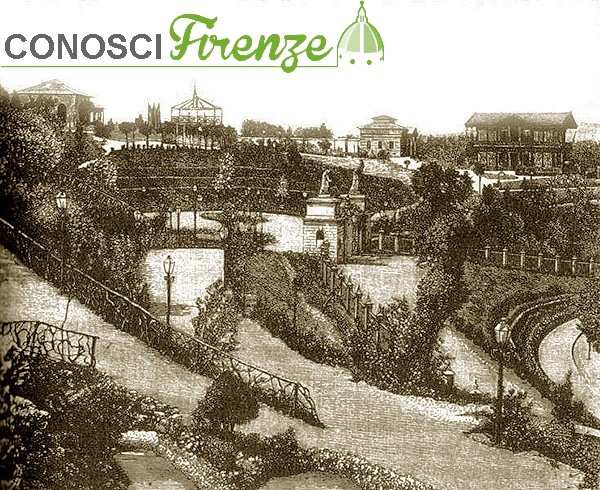 Veduta del Giardino di Tivoli a Firenze, con i padiglioni immersi nel verde