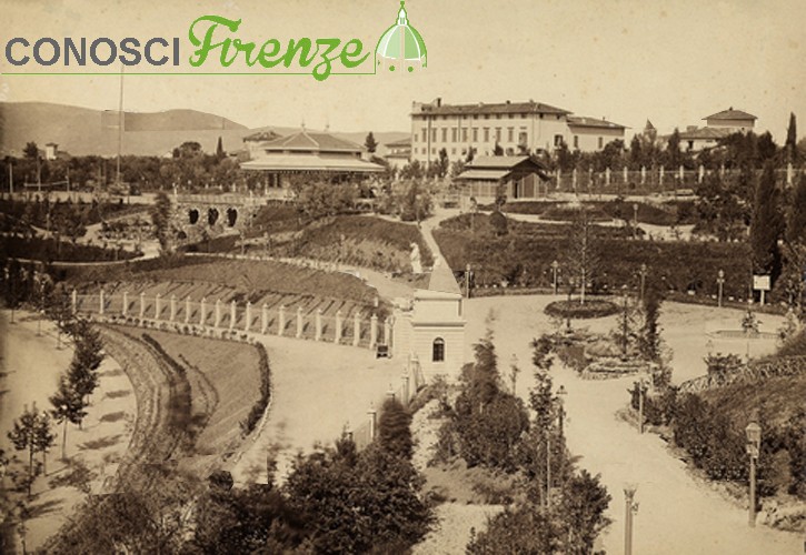 Veduta del Giardino di Tivoli a Firenze, con i padiglioni immersi nel verde