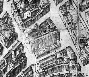 Particolare mappa del Buonsignori del 1584 con le Stince e gli abbeveratoi