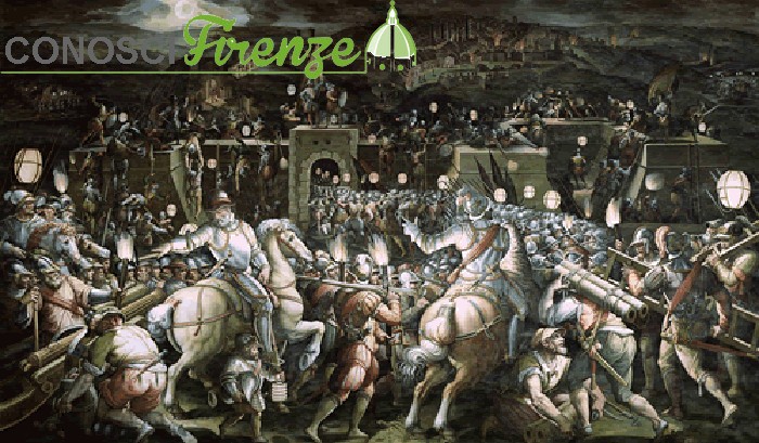 Salone dei Cinquecento puÃ² ammirare un bellissimo affresco del Vasari dal titolo â€œpresa del Forte presso la Porta Camollia di Sienaâ€