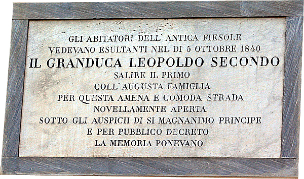 Targa commemorativa a Leopoldo II a fiesole