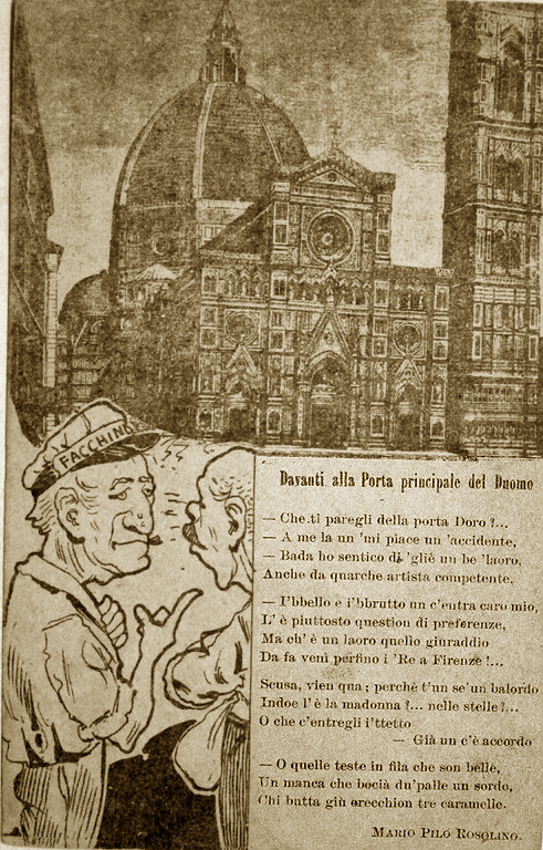 Vignetta Umoristi sulla nuova facciata del Duomo 1887