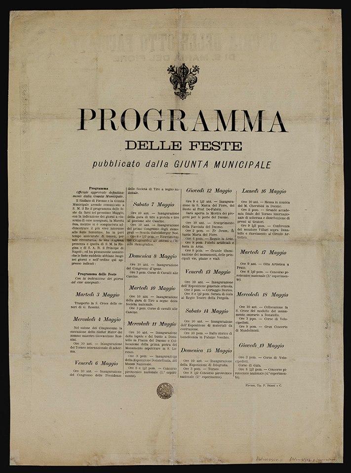 Articolo di un giornale inglese su l'inaugurazione della facciata del Duomo: The Festivals at Florence - Sketches by Signor Fabbi, nel 1887