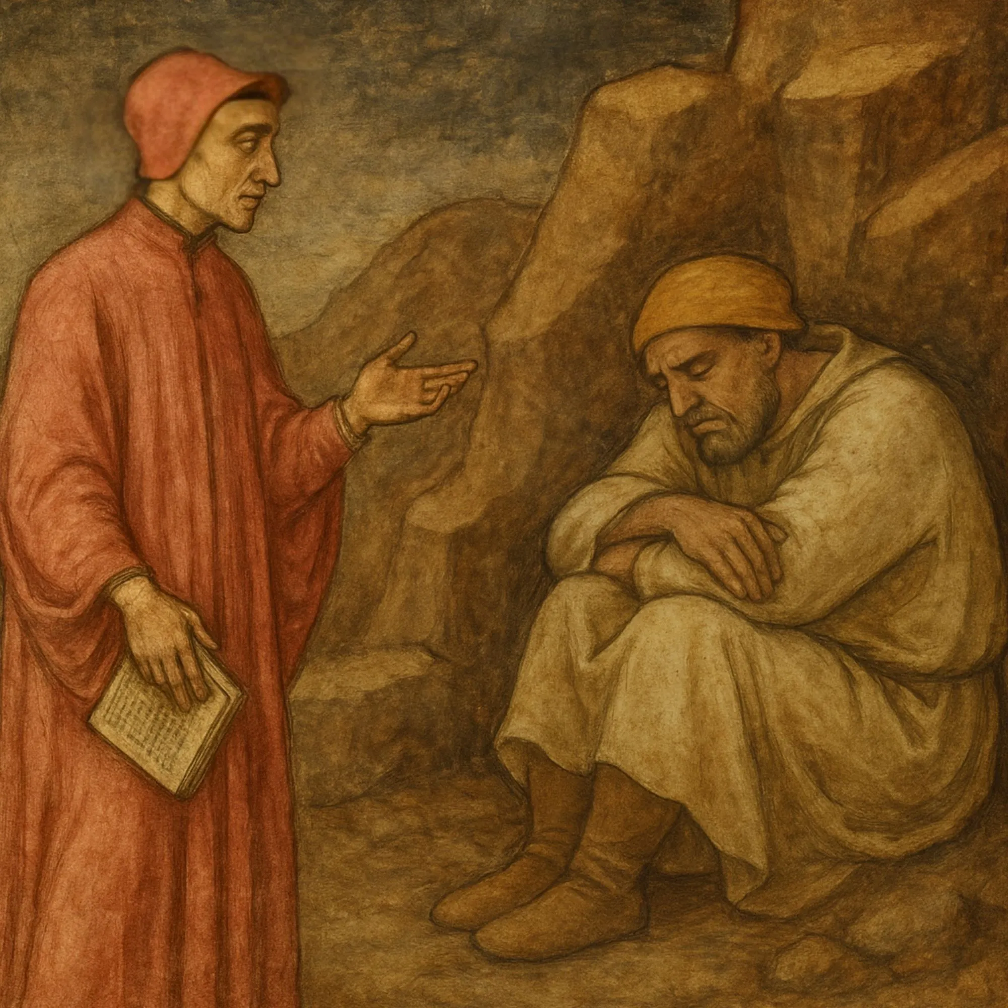 Seduto all’ombra di un masso nell’Antipurgatorio