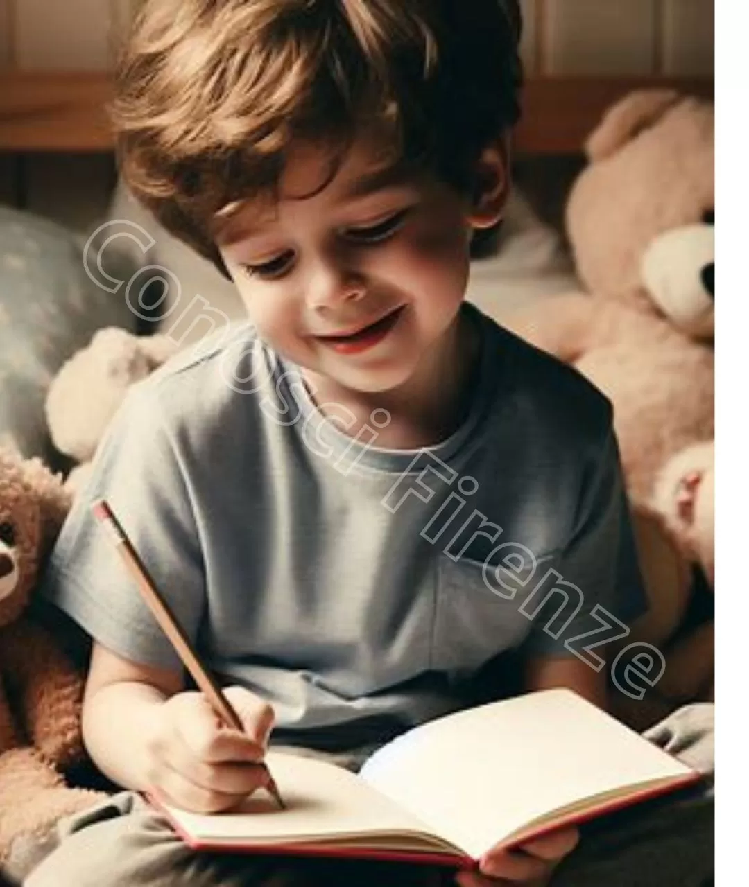 La mamma gli regala un diario dove lui scrive tutte le sue avventure.
